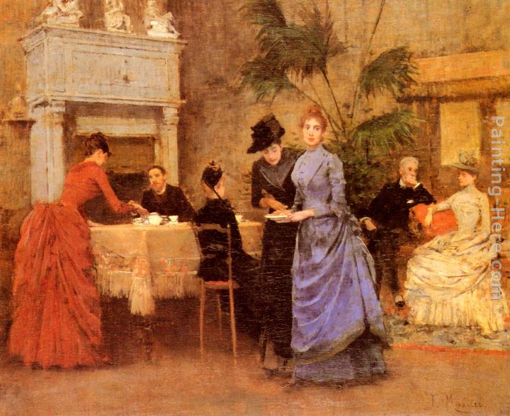 Afternoon Tea painting - Francisco Miralles Afternoon Tea art painting